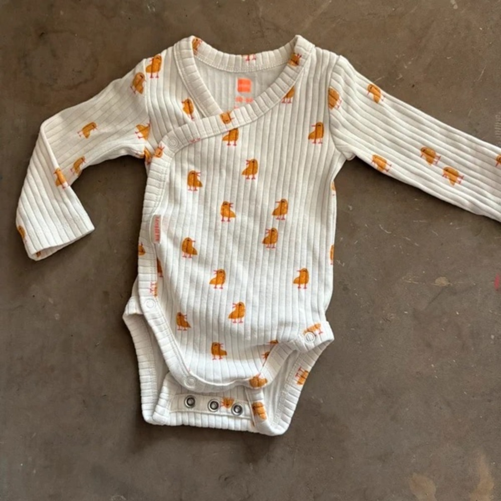 Adorable White and Orange Kids Bodysuit